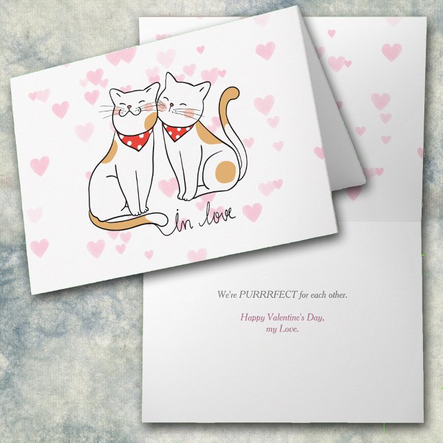Cartão De Festividades Kitty Cat Purrfect Love Romantic Valentine Card (Criador carregado)