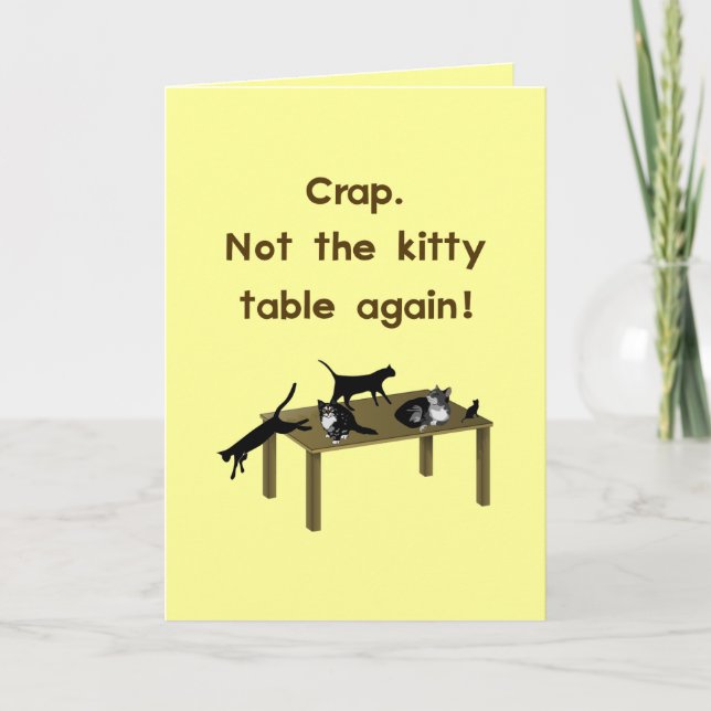 Cartão De Festividades Kitty Table Funny Thanksgiving (Frente)