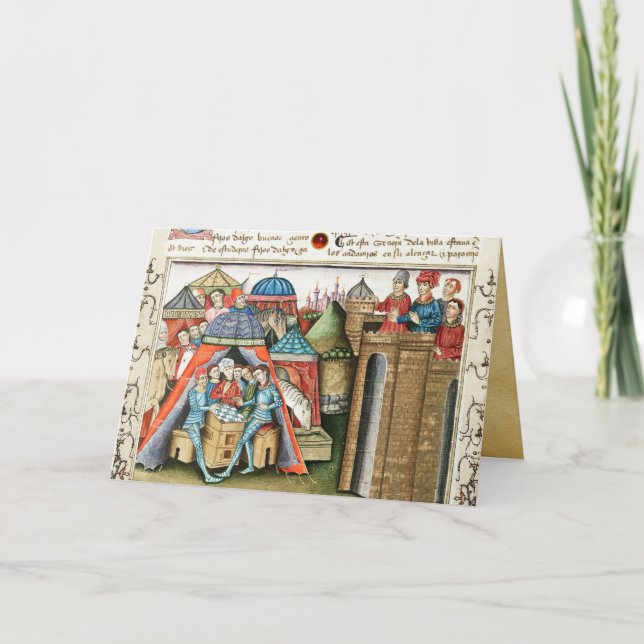 Cartão De Festividades Knight Cifar Watches the Enemy Camp Play Chess   (Frente)