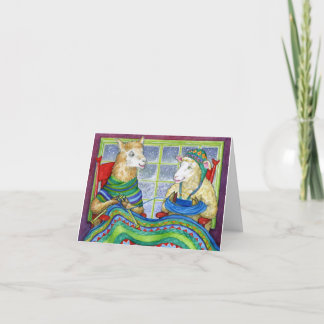 Cartão De Festividades Knitting Sheep & Llama