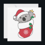 Cartão De Festividades Koala Christmas Snow Winter Animais Koalas<br><div class="desc">O coala de Natal com boné de Natal. Animais engraçados com meias de Natal e neve nos feriados. Os coalas são animais bonitos e perfeitos para o Natal.</div>
