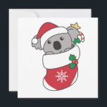 Cartão De Festividades Koala Christmas Snow Winter Animais Koalas<br><div class="desc">O coala de Natal com boné de Natal. Animais engraçados com meias de Natal e neve nos feriados. Os coalas são animais bonitos e perfeitos para o Natal.</div>
