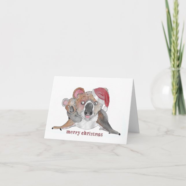 Cartão De Festividades Koala Felry Christmas (Frente)