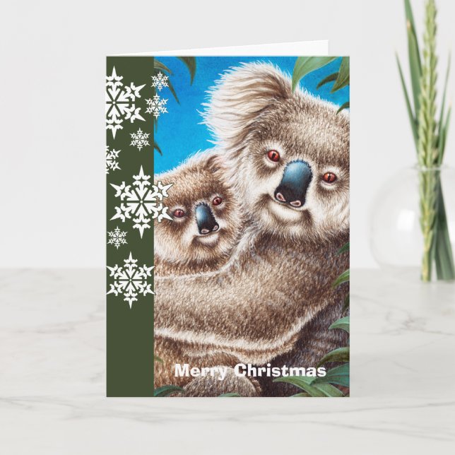 Cartão De Festividades Koalas Christmas Card (Frente)
