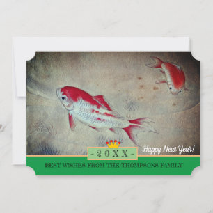 Cartão De Festividades Koi Fish & Happy New Year! Card /20XX