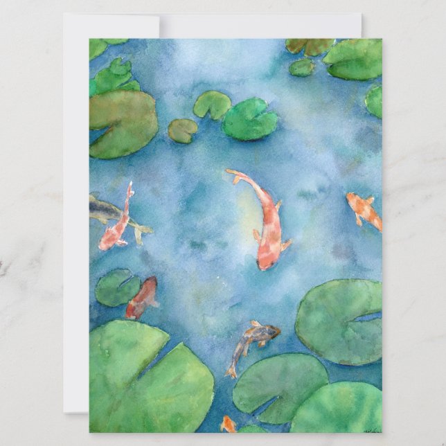 Cartão De Festividades Koi Fish Pond watercolor (Frente)