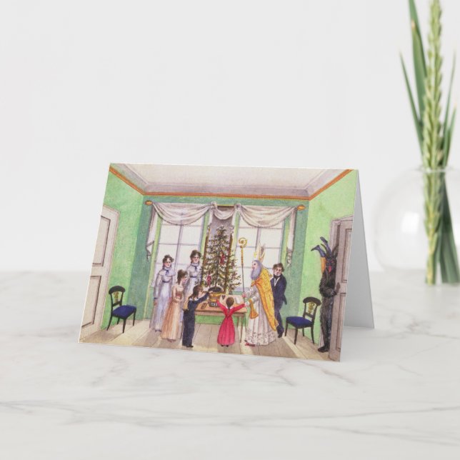 Cartão De Festividades Krampus and St. Nicholas from journal of Carl (Frente)