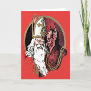 Cartão De Festividades Krampus do Natal Vermelho