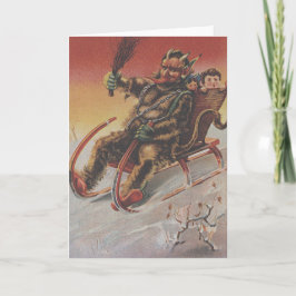 Cartão De Festividades Krampus Kidnaping Children Sleigh
