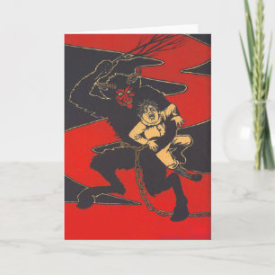 Cartão De Festividades Krampus Punindo Criança com Chicote