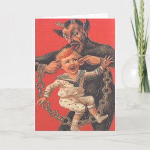 Cartão De Festividades Krampus Punindo Menino