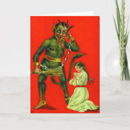 Cartão De Festividades Krampus Punindo Uma Menina Má