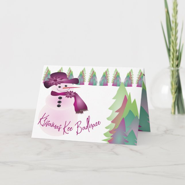 Cartão De Festividades Krisamas Kee Badhaee Snowman (Frente)