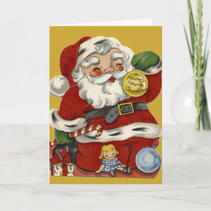Cartão De Festividades KRW Vintage Santa and Toys Card