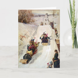 Cartão De Festividades KRW Vintage Tobogganing 1886 Holiday Card