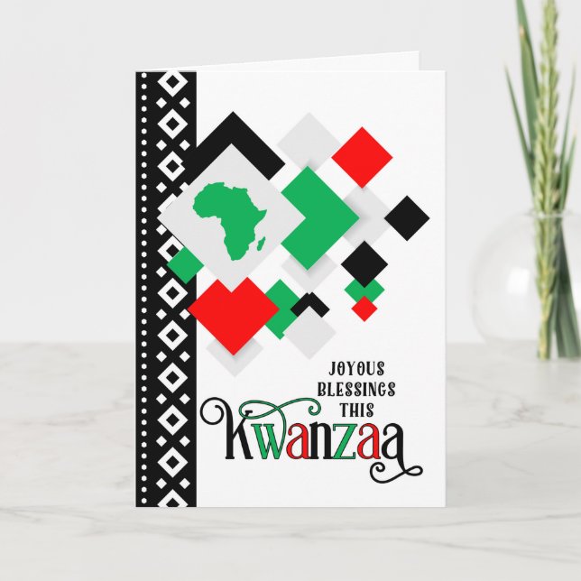 Cartão De Festividades Kwanzaa Joyous abençoa o continente africano (Frente)