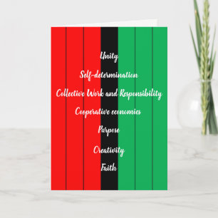 Cartão De Festividades Kwanzaa Principles Red Black Green Stripes Pattern
