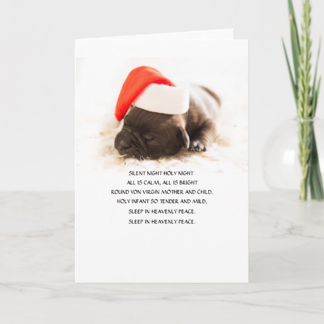 Cartão De Festividades LAB PUPPY W/ Santa hat Folded Holiday Card (Frente)