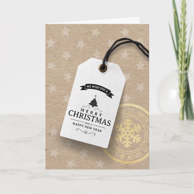 Cartão De Festividades Label Christmas Card for Company or Business (Frente)
