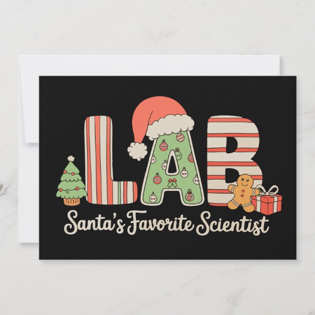 Cartão De Festividades Laboratório de Natal Favorito Santas (Frente)