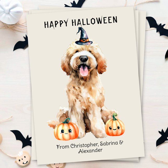 Cartão De Festividades Labradoodle Dog Happy Halloween (Criador carregado)