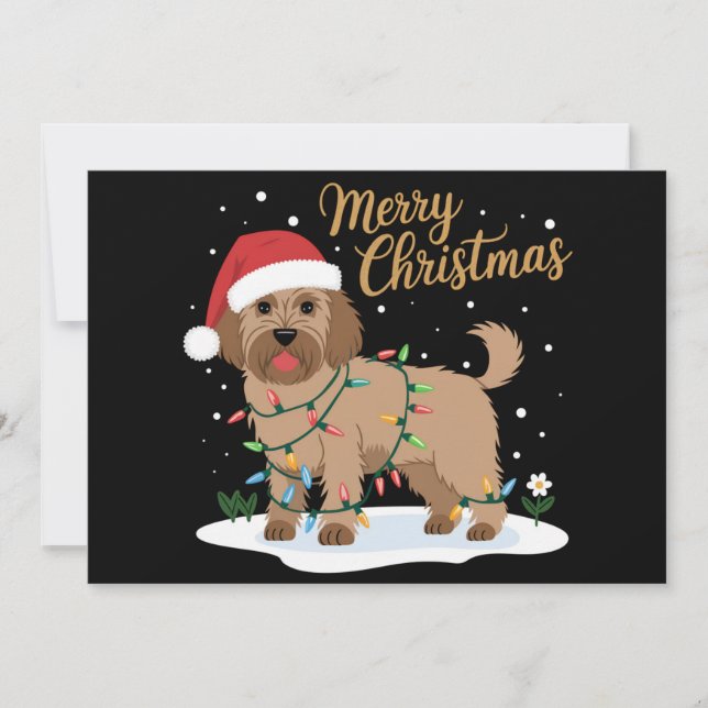 Cartão De Festividades Labradoodle Feliz Natal Xmas Divertido Amante de C (Frente)