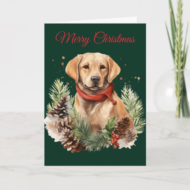 Cartão De Festividades Labrador de Natal (Frente)