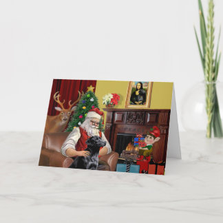 Cartão De Festividades Labrador do Papai Noel (Preto)