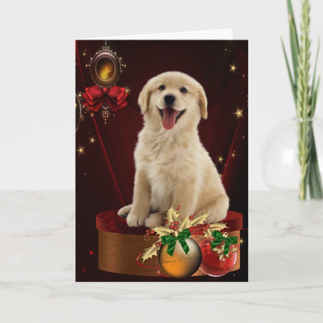Cartão De Festividades Labrador Golden Retriever Christmas Cards (Frente)
