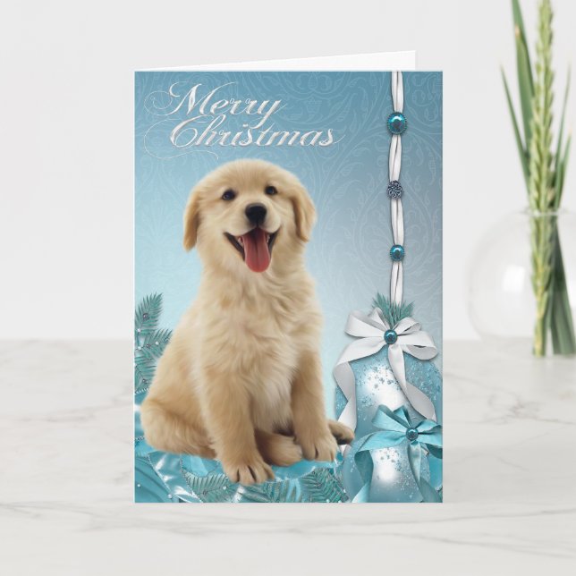 Cartão De Festividades Labrador Golden Retriever Christmas Cards (Frente)
