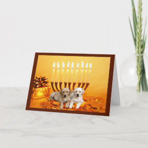 Cartão De Festividades Labrador Retriever Chanukah Card Menorah