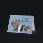Cartão De Festividades Labrador Retriever Chanukah Card Menorah Dreidel<br><div class="desc">Lembrar a família e os amigos durante a temporada de Chanukah é uma maneira maravilhosa de manter contato com as pessoas que você ama e se importa. Criei com amor e cuidado estes cartões Chanukah para cães e tenho a certeza de que qualquer pessoa que ame cães ficará encantada em...</div>