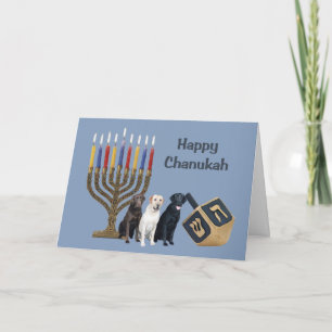 Cartão De Festividades Labrador Retriever Chanukah Card Menorah Dreidel