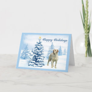 Cartão De Festividades Labrador Retriever Christmas Card Blue Tree6