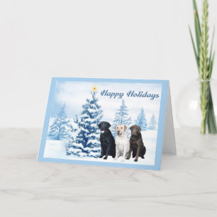 Cartão De Festividades Labrador Retriever Christmas Card Blue Tree9