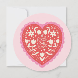 Cartão De Festividades Lace Doily Heart Hand-Drawn Valentine's Day