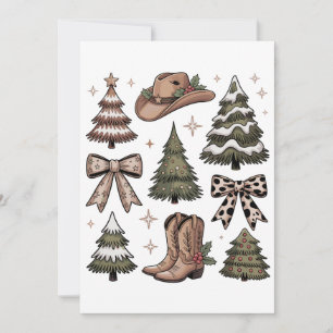 Cartão De Festividades Laço Coquete de Natal Western Bota de Cowboy Cowgi