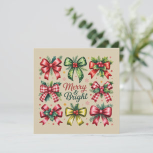 Cartão De Festividades Laço Coquete Natal Papai Noel Vintage Xmas
