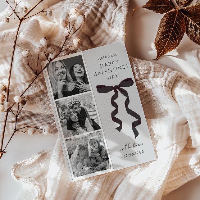 Cartão De Festividades Laço Moderno 3 Foto Galentines Carta do Dia dos Na (Criador carregado)