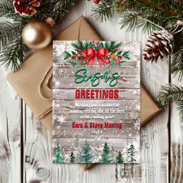 Cartão De Festividades Laço vermelho rústico do país Férias Natal