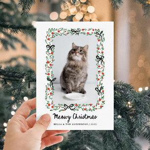Cartão De Festividades Laços Caprichosos Feliz Natal Felino do Gato
