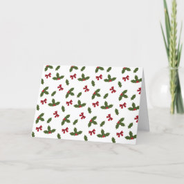 Cartão De Festividades Laços Vermelhos e Plantas de Azevinho de Natal Pad