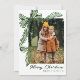 Cartão De Festividades Lacre de Natal em Renda Verde Salvia Fita 2 Foto