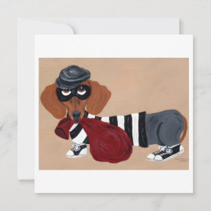 Cartão De Festividades Ladrão de Petiscos Dachshund Assaltante