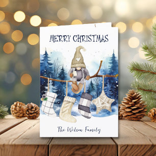 Cartão De Festividades Lady Gnome Blue Forest Feliz Natal