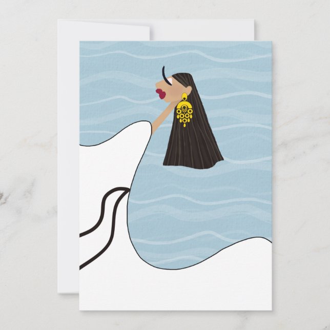 Cartão De Festividades Lady in White Dancing by the Sea in Grécia (Frente)