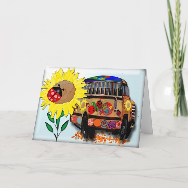 Cartão De Festividades Ladybug Bus Holiday (Frente)