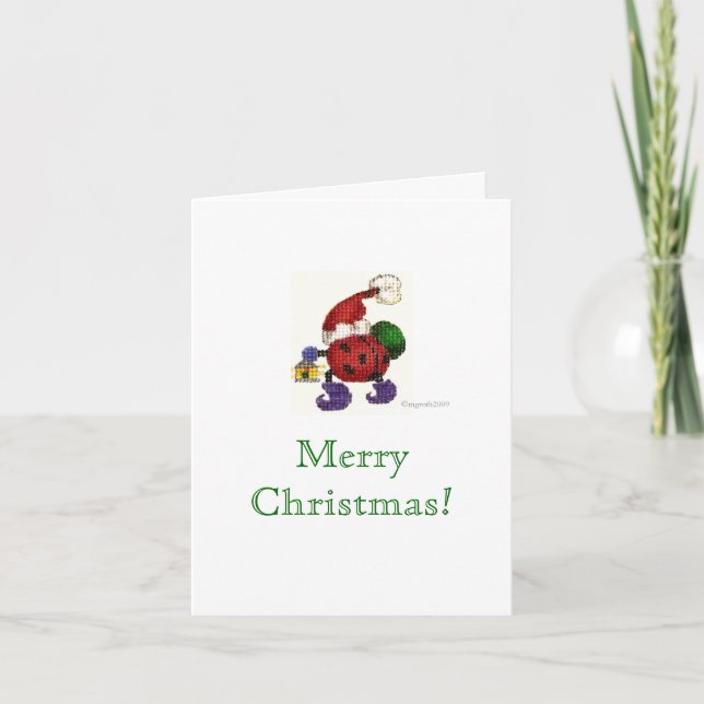 Cartão De Festividades ladybug santa Christmas card (Frente)