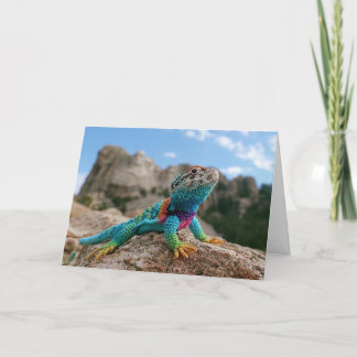 Cartão De Festividades Lagarto de Colar Crochê visita Monte Rushmore