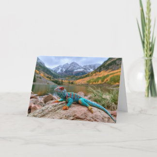 Cartão De Festividades Lagarto de Crochê com Gola visita Maroon Bells